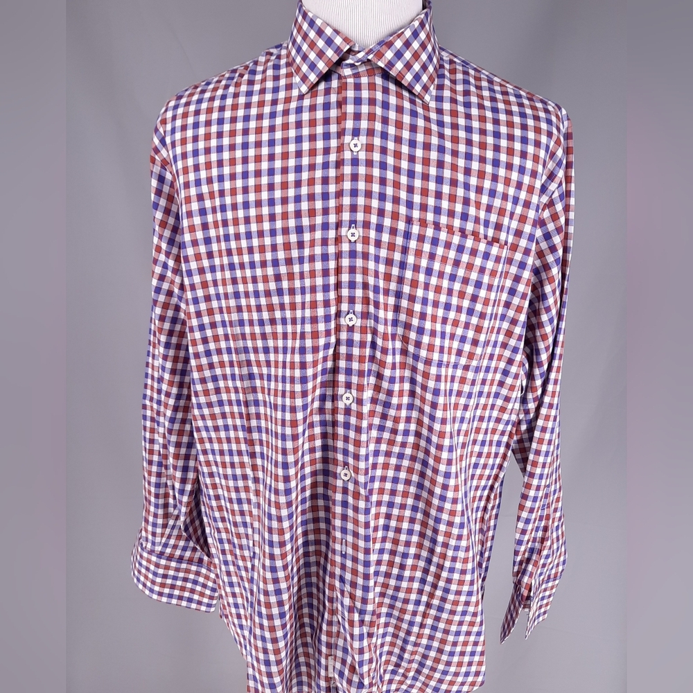 Peter Millar Checkered Shirt Men's Size XL Button Down Long Sleeve